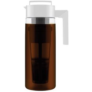 Takeya Patented Deluxe Cold Brew Coffee Maker with White Lid Pitcher, 2 qt